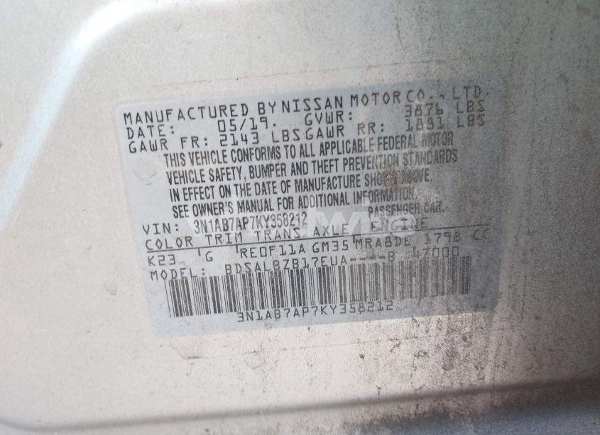 Photo 9 of 2019 Nissan Sentra S (VIN 3N1AB7AP7KY358212)