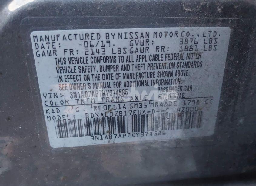 Photo 9 of 2019 Nissan Sentra SV (VIN 3N1AB7AP7KY374586)