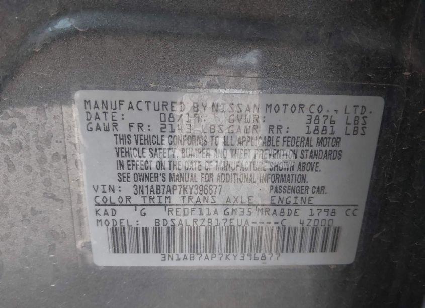 Photo 9 of 2019 Nissan Sentra SR (VIN 3N1AB7AP7KY396877)