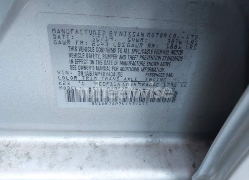 Photo 9 of 2019 Nissan Sentra SV (VIN 3N1AB7AP7KY434155)