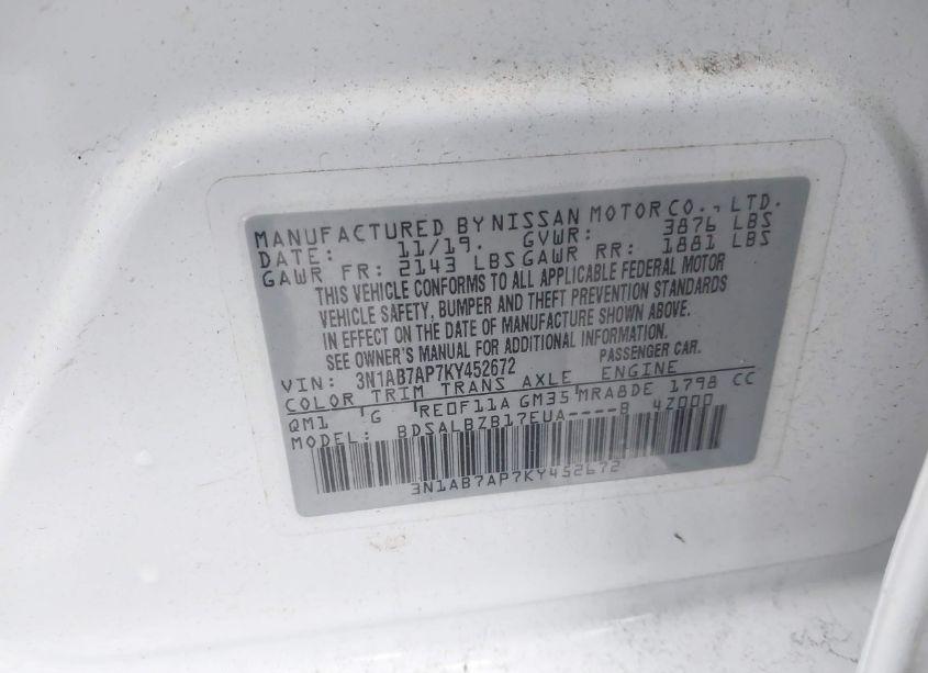 Photo 9 of 2019 Nissan Sentra S (VIN 3N1AB7AP7KY452672)