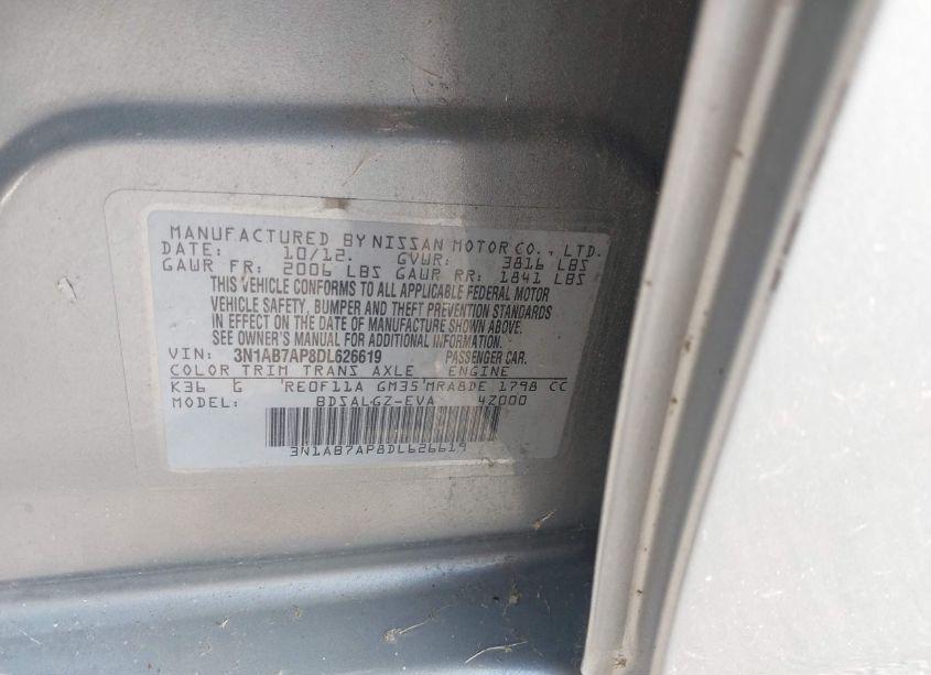 Photo 9 of 2013 Nissan Sentra SL (VIN 3N1AB7AP8DL626619)