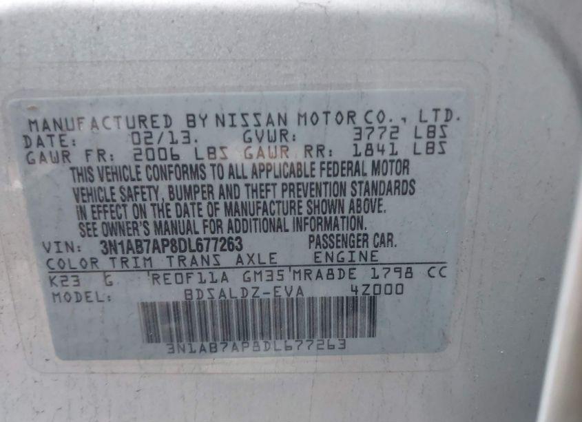 Photo 9 of 2013 Nissan Sentra SV (VIN 3N1AB7AP8DL677263)