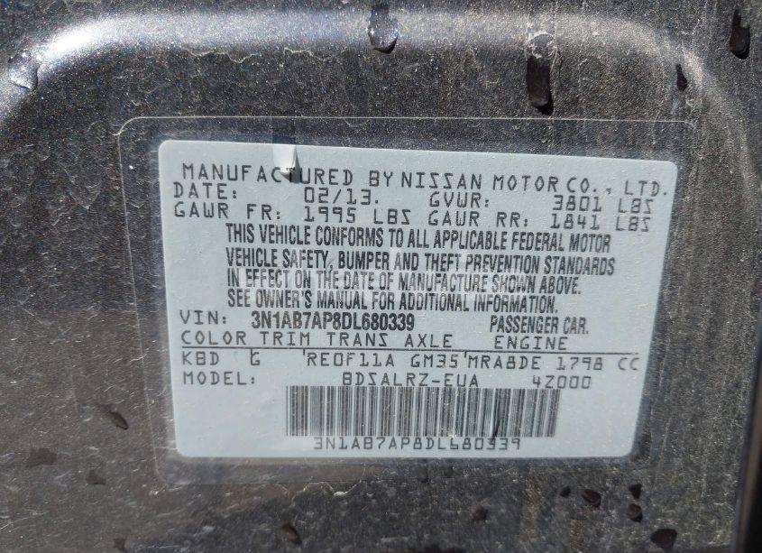 Photo 9 of 2013 Nissan Sentra SR (VIN 3N1AB7AP8DL680339)