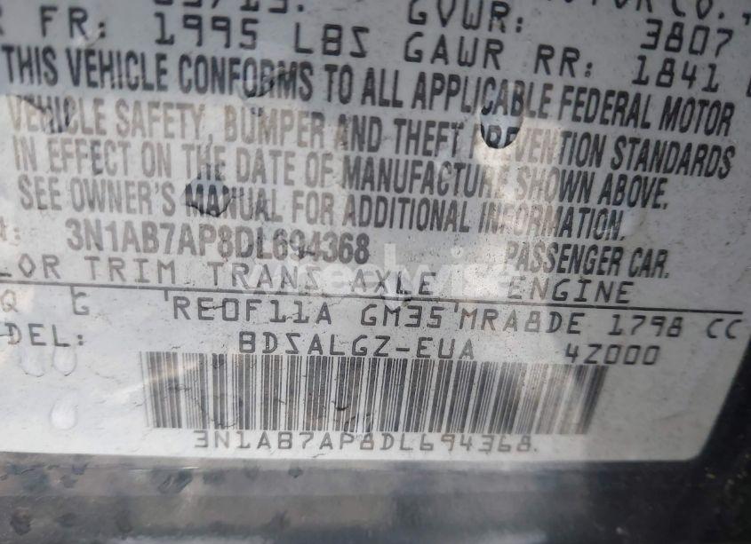 Photo 9 of 2013 Nissan Sentra SL (VIN 3N1AB7AP8DL694368)