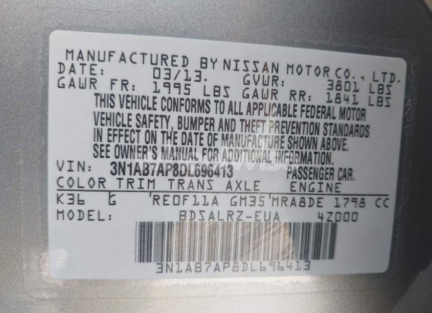 Photo 9 of 2013 Nissan Sentra SR (VIN 3N1AB7AP8DL696413)