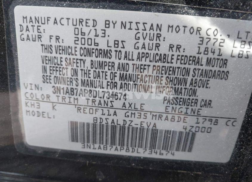 Photo 9 of 2013 Nissan Sentra SV (VIN 3N1AB7AP8DL734674)