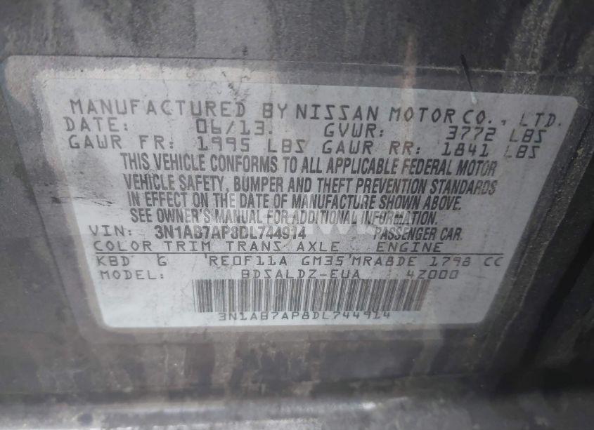 Photo 9 of 2013 Nissan Sentra SV (VIN 3N1AB7AP8DL744914)