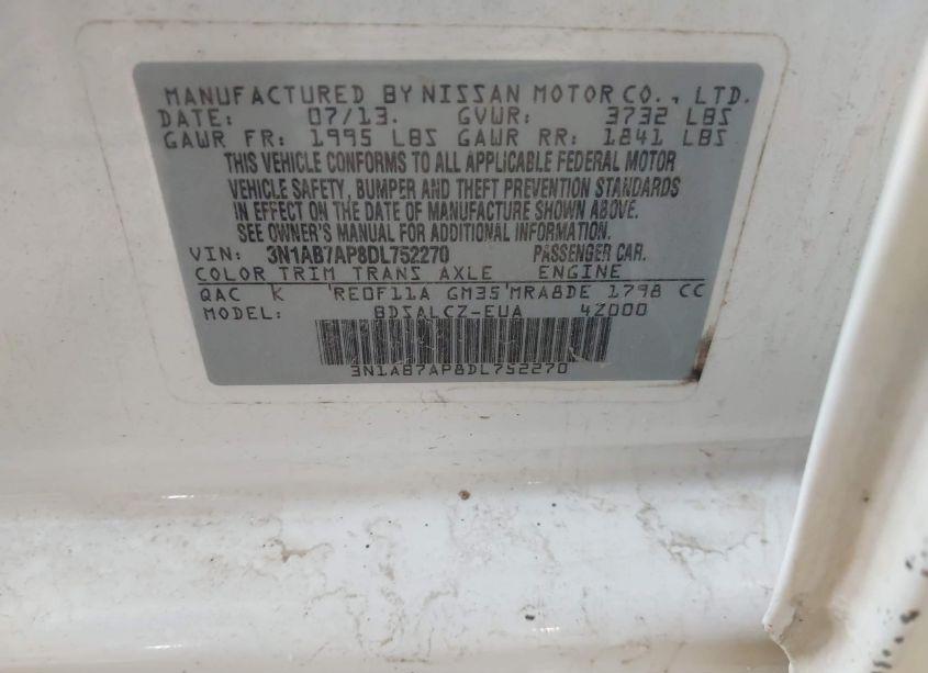 Photo 9 of 2013 Nissan Sentra S (VIN 3N1AB7AP8DL752270)