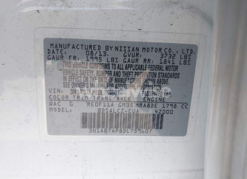 Photo 9 of 2013 Nissan Sentra S (VIN 3N1AB7AP8DL759607)