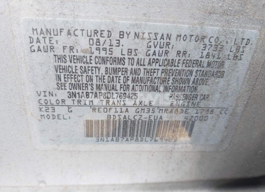 Photo 9 of 2013 Nissan Sentra S (VIN 3N1AB7AP8DL769425)