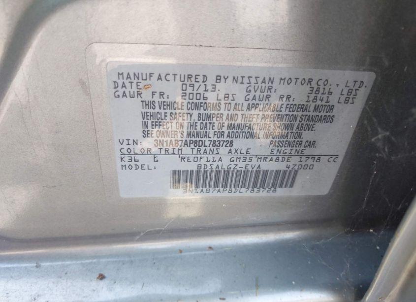 Photo 9 of 2013 Nissan Sentra SL (VIN 3N1AB7AP8DL783728)