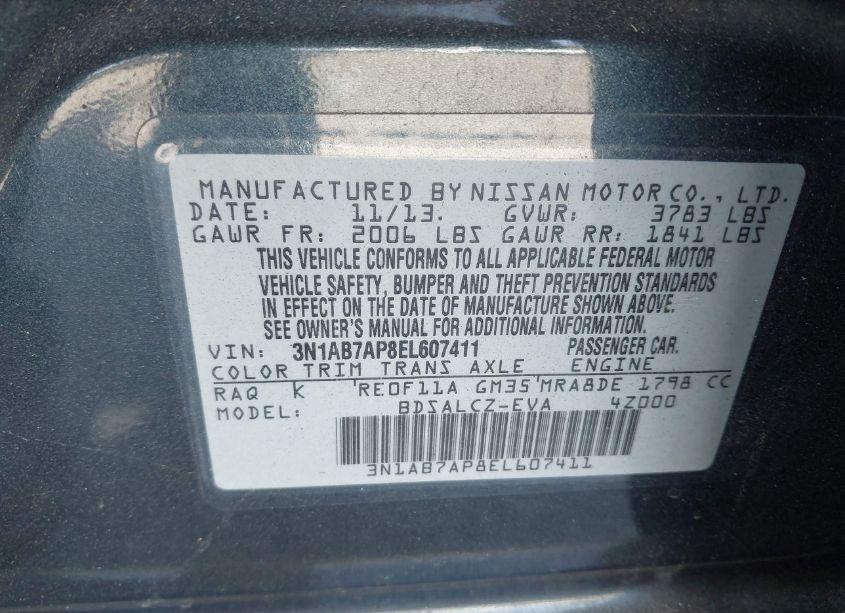 Photo 9 of 2014 Nissan Sentra S (VIN 3N1AB7AP8EL607411)