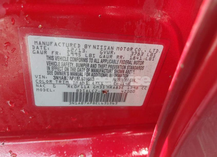 Photo 9 of 2014 Nissan Sentra S/SV/SR/SL (VIN 3N1AB7AP8EL631563)