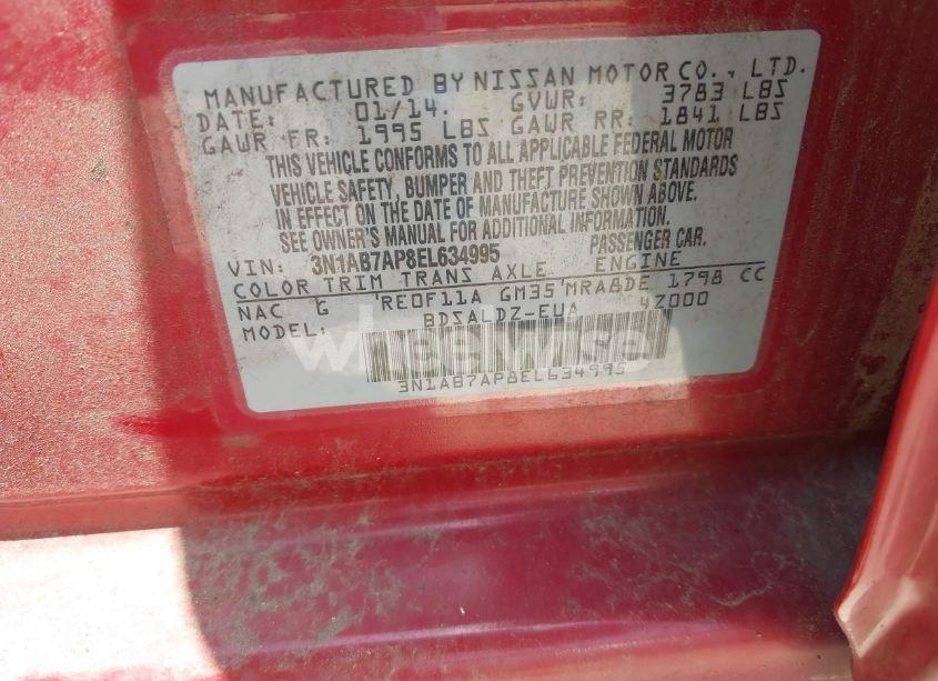 Photo 9 of 2014 Nissan Sentra SV (VIN 3N1AB7AP8EL634995)