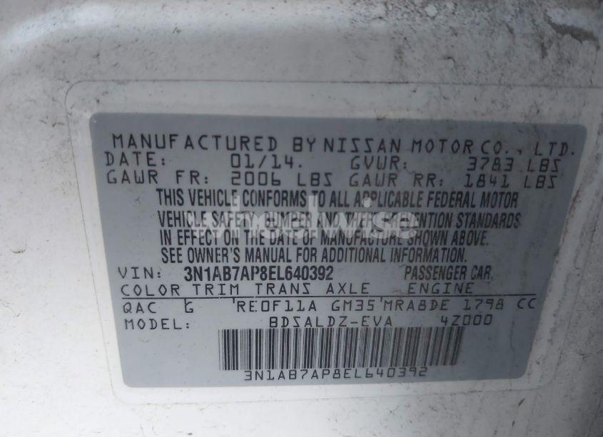 Photo 9 of 2014 Nissan Sentra SV (VIN 3N1AB7AP8EL640392)