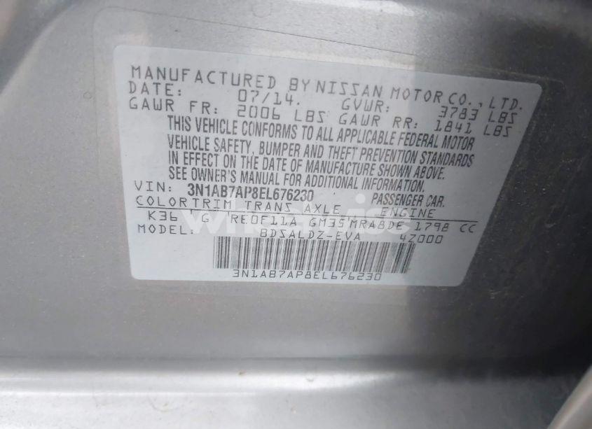 Photo 9 of 2014 Nissan Sentra SV (VIN 3N1AB7AP8EL676230)