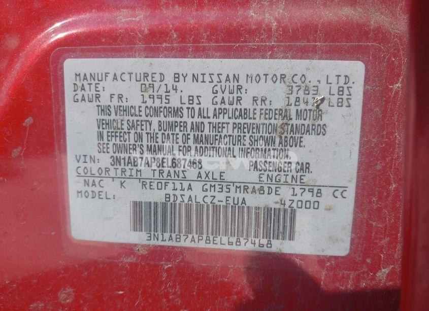 Photo 9 of 2014 Nissan Sentra S (VIN 3N1AB7AP8EL687468)