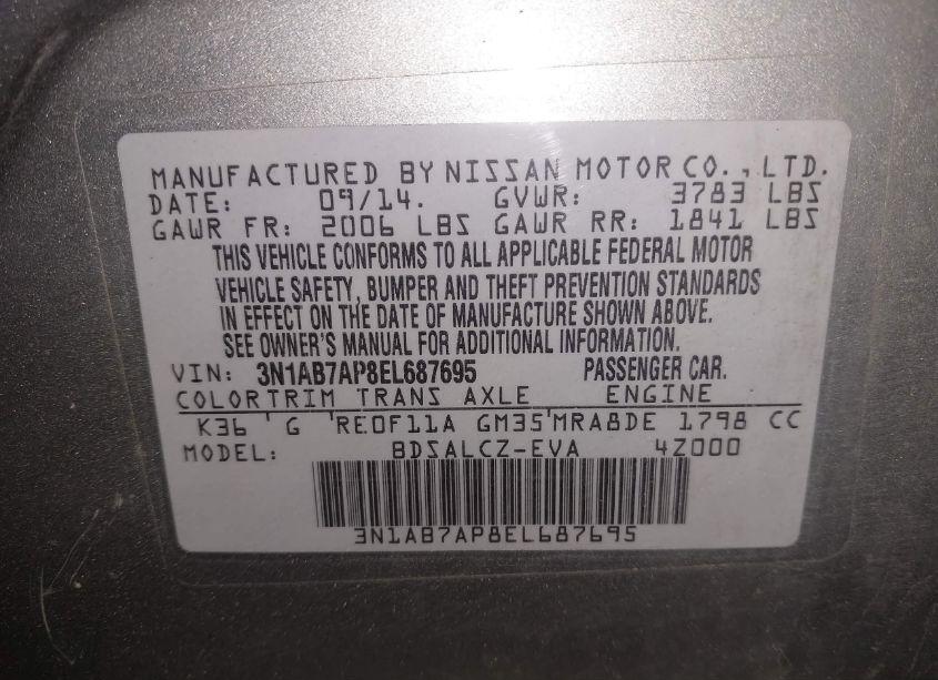 Photo 9 of 2014 Nissan Sentra S (VIN 3N1AB7AP8EL687695)