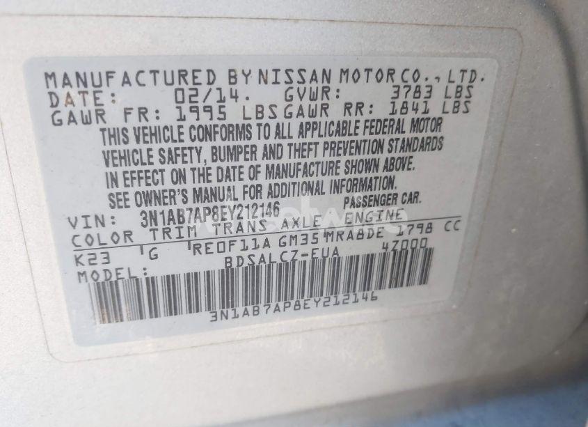 Photo 9 of 2014 Nissan Sentra S (VIN 3N1AB7AP8EY212146)