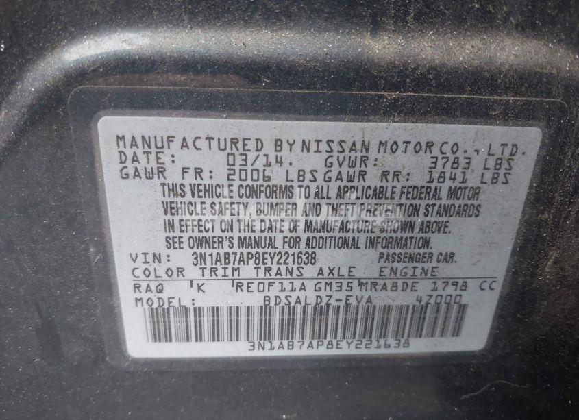 Photo 9 of 2014 Nissan Sentra SV (VIN 3N1AB7AP8EY221638)