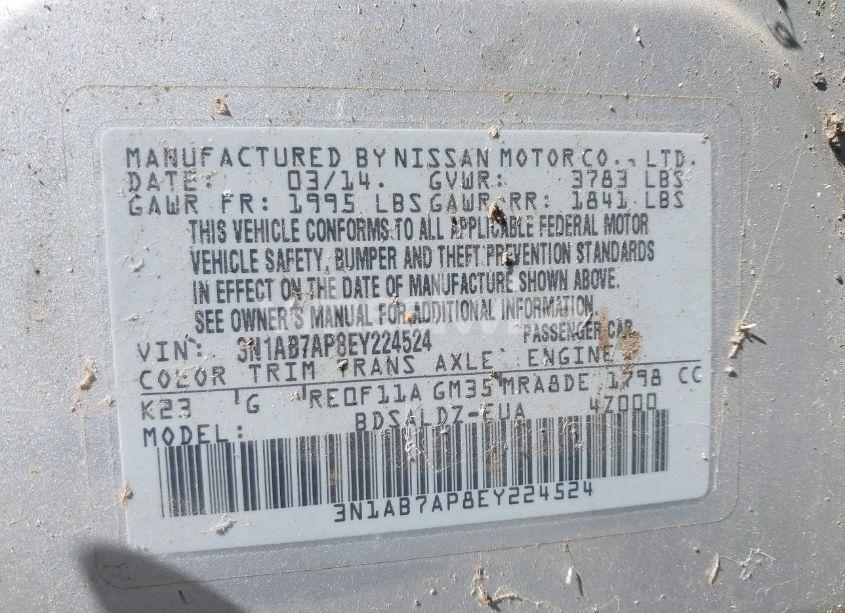 Photo 9 of 2014 Nissan Sentra SV (VIN 3N1AB7AP8EY224524)