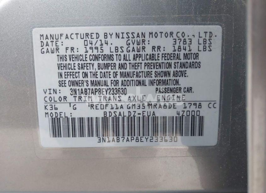 Photo 9 of 2014 Nissan Sentra SV (VIN 3N1AB7AP8EY233630)