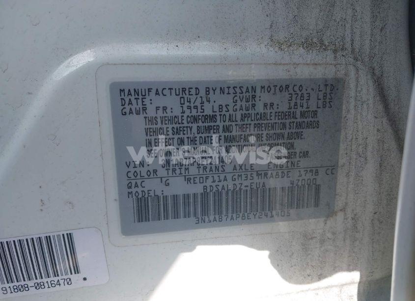 Photo 9 of 2014 Nissan Sentra FE+ S/FE+ SV/S/SL/SR/SV (VIN 3N1AB7AP8EY241405)