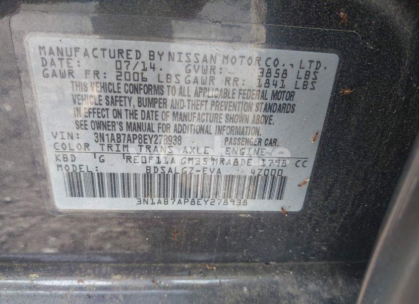 Photo 9 of 2014 Nissan Sentra SL (VIN 3N1AB7AP8EY278938)