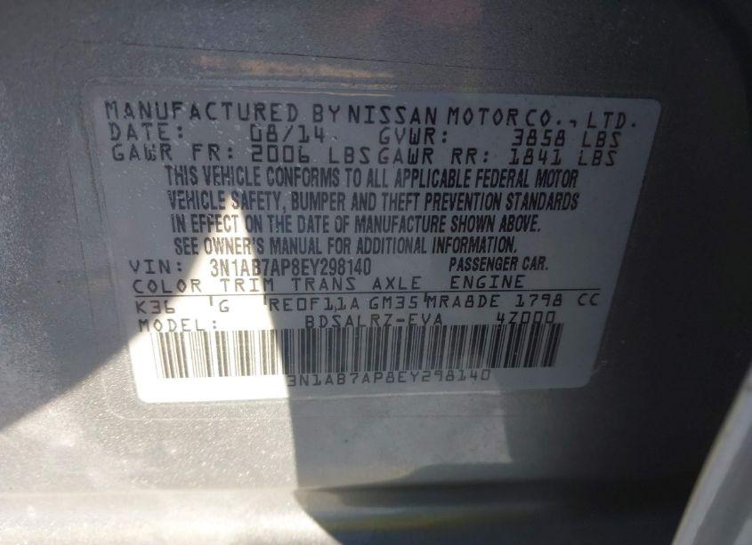 Photo 9 of 2014 Nissan Sentra SR (VIN 3N1AB7AP8EY298140)