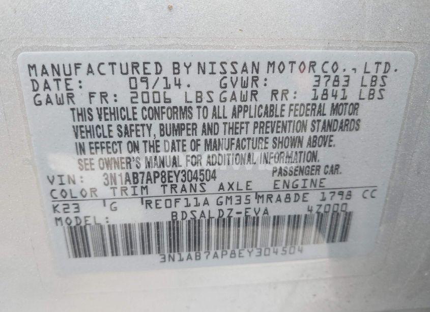 Photo 9 of 2014 Nissan Sentra SV (VIN 3N1AB7AP8EY304504)