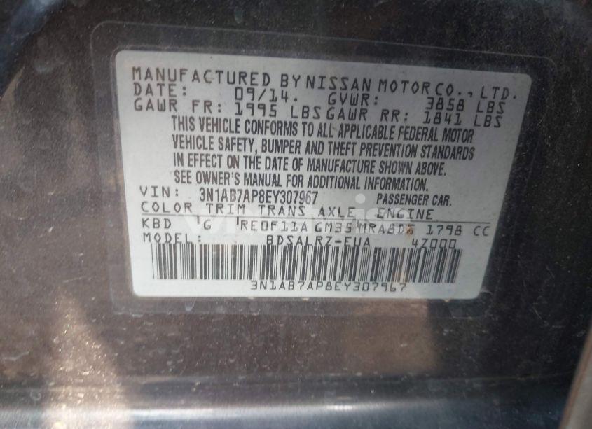 Photo 9 of 2014 Nissan Sentra SR (VIN 3N1AB7AP8EY307967)
