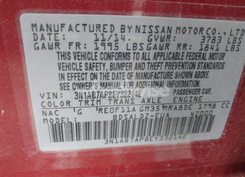 Photo 9 of 2014 Nissan Sentra SV (VIN 3N1AB7AP8EY332142)