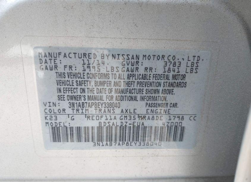 Photo 9 of 2014 Nissan Sentra SV (VIN 3N1AB7AP8EY338040)