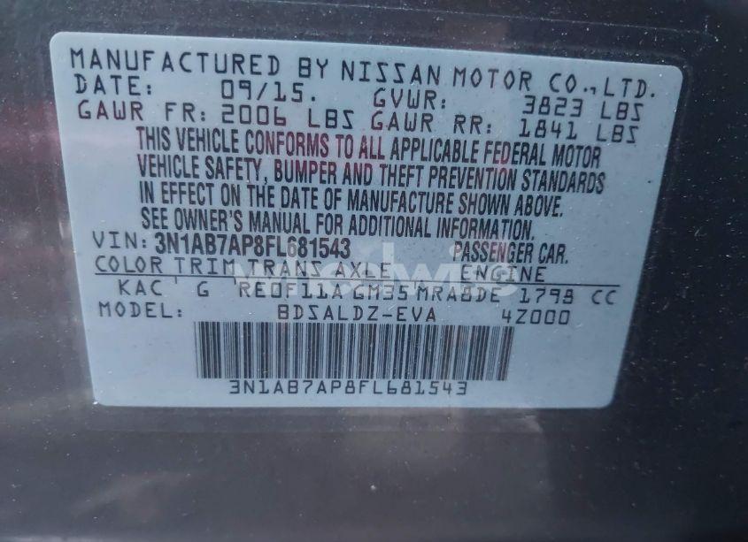 Photo 9 of 2015 Nissan Sentra SV (VIN 3N1AB7AP8FL681543)