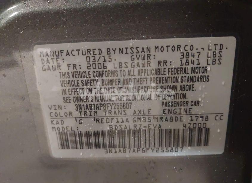 Photo 9 of 2015 Nissan Sentra SR (VIN 3N1AB7AP8FY255807)