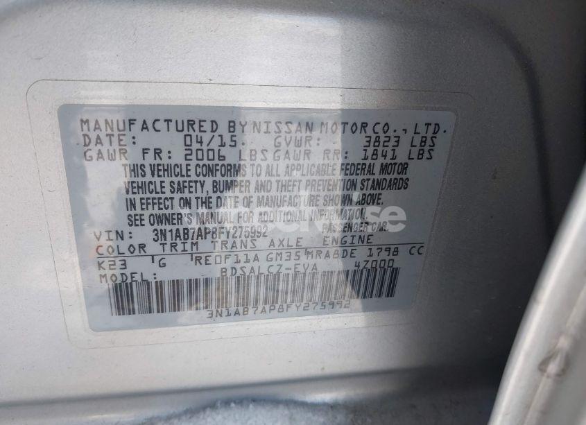 Photo 9 of 2015 Nissan Sentra S (VIN 3N1AB7AP8FY275992)