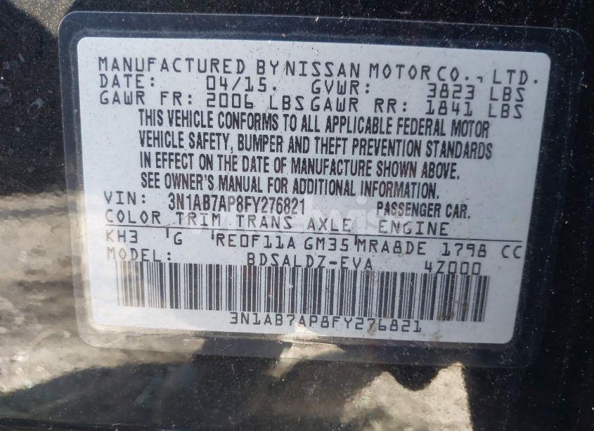 Photo 9 of 2015 Nissan Sentra SV (VIN 3N1AB7AP8FY276821)