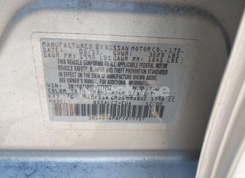 Photo 9 of 2015 Nissan Sentra S (VIN 3N1AB7AP8FY277757)