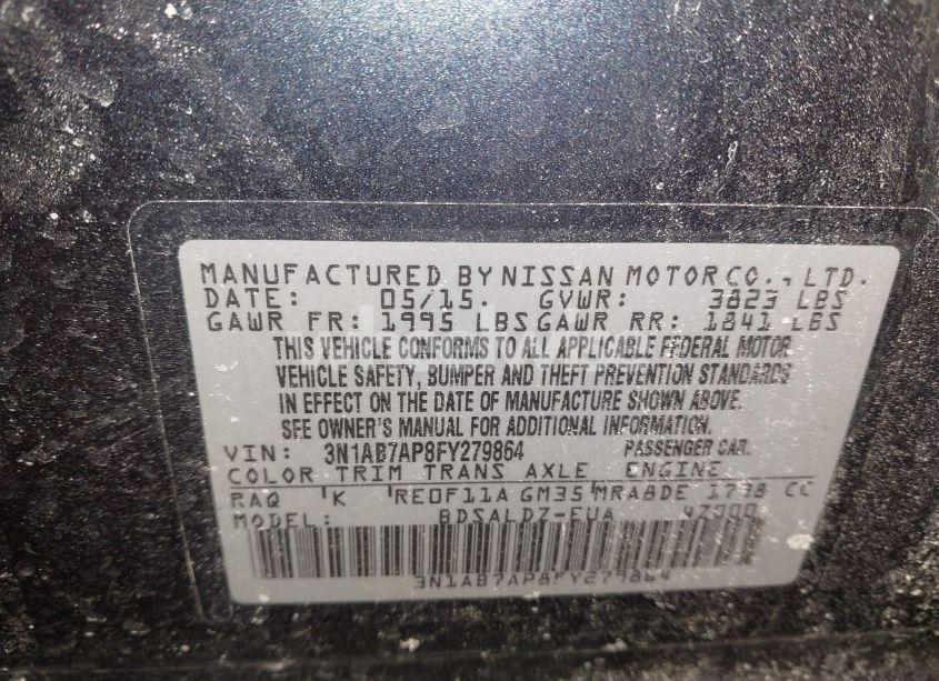Photo 9 of 2015 Nissan Sentra SV (VIN 3N1AB7AP8FY279864)