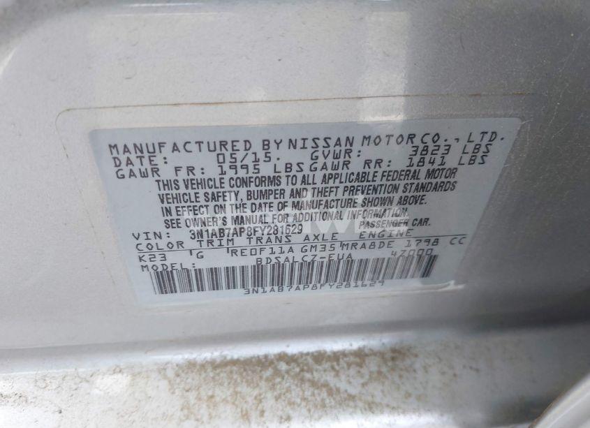 Photo 9 of 2015 Nissan Sentra S (VIN 3N1AB7AP8FY281629)