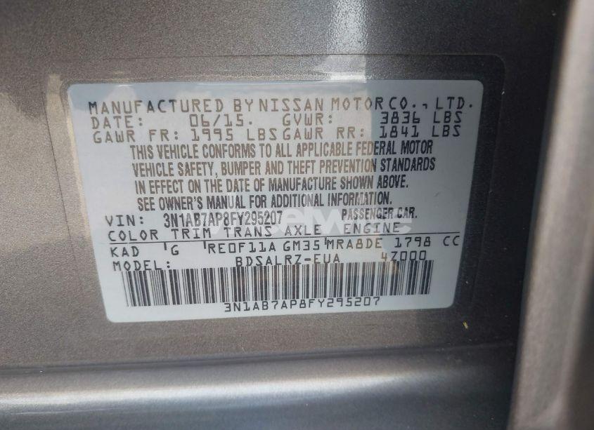 Photo 9 of 2015 Nissan Sentra SR (VIN 3N1AB7AP8FY295207)