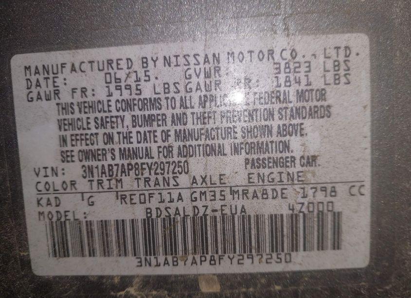 Photo 9 of 2015 Nissan Sentra SV (VIN 3N1AB7AP8FY297250)