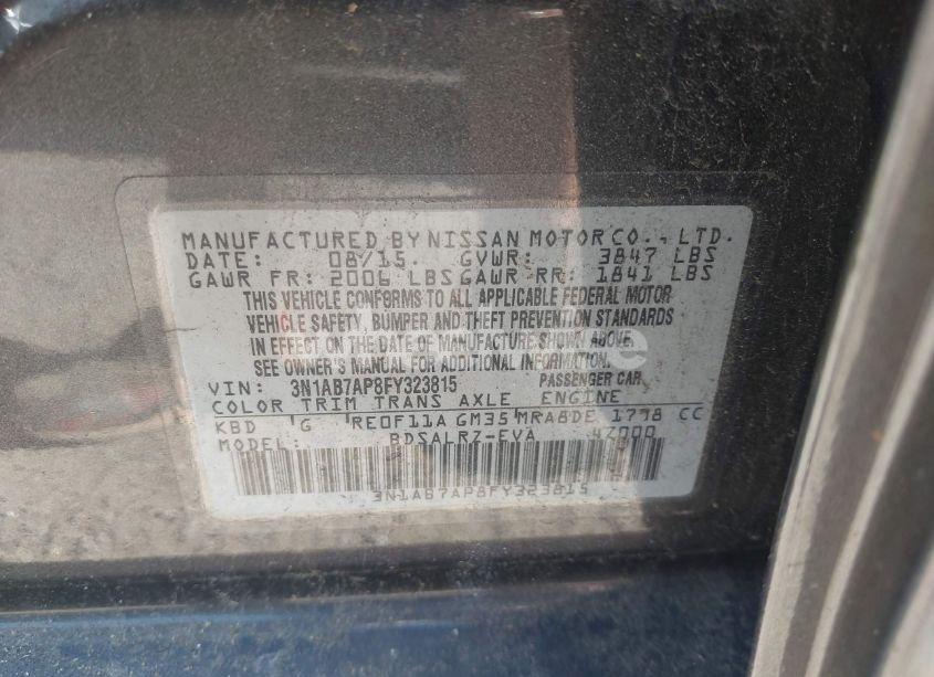 Photo 9 of 2015 Nissan Sentra SR (VIN 3N1AB7AP8FY323815)