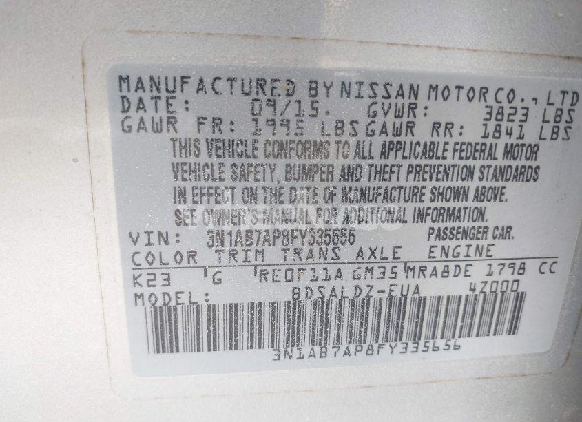 Photo 9 of 2015 Nissan Sentra SV (VIN 3N1AB7AP8FY335656)