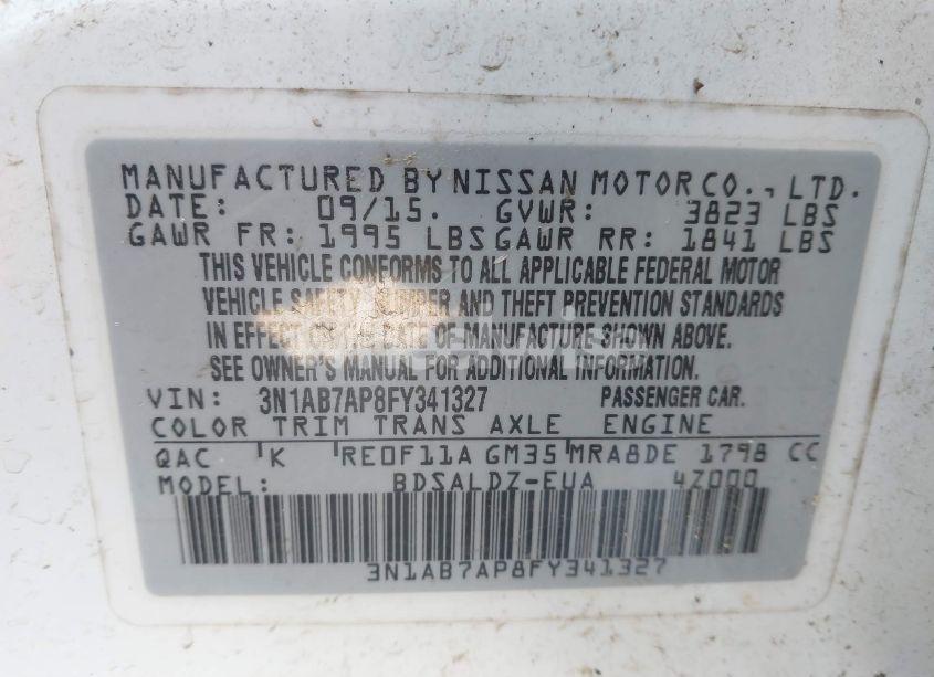 Photo 9 of 2015 Nissan Sentra SV (VIN 3N1AB7AP8FY341327)