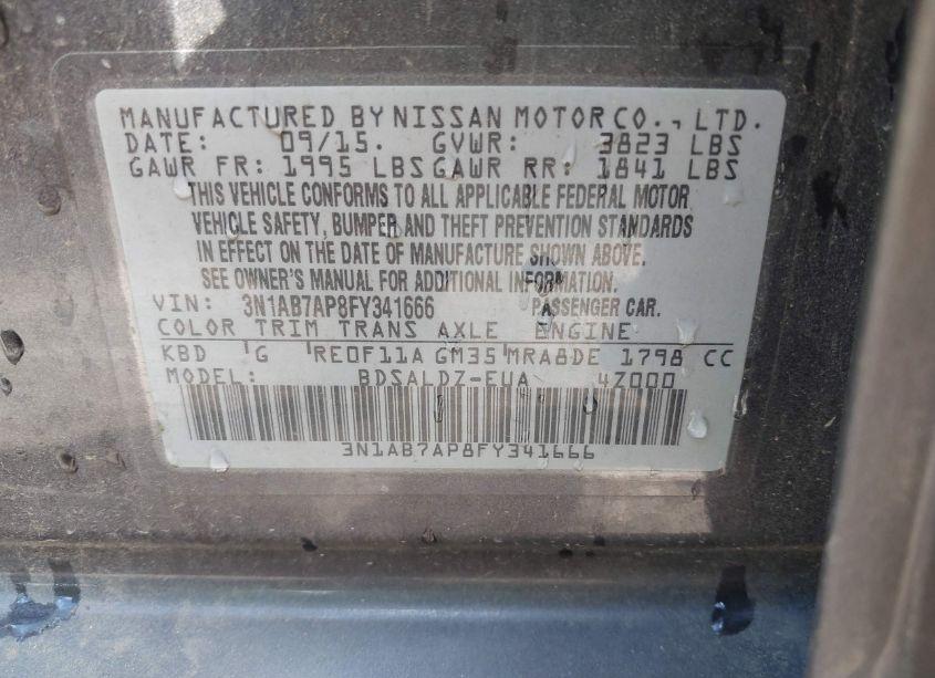 Photo 9 of 2015 Nissan Sentra SV (VIN 3N1AB7AP8FY341666)