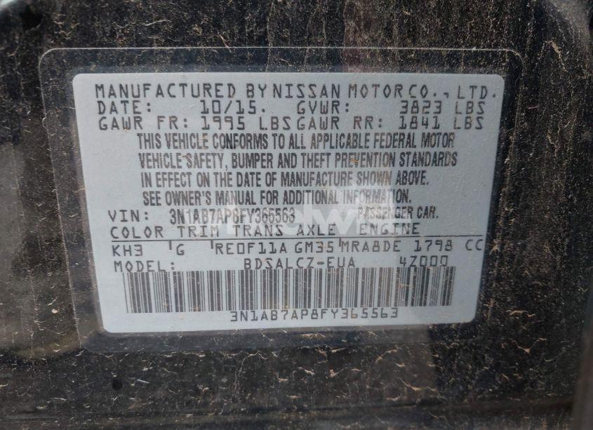 Photo 9 of 2015 Nissan Sentra S (VIN 3N1AB7AP8FY365563)