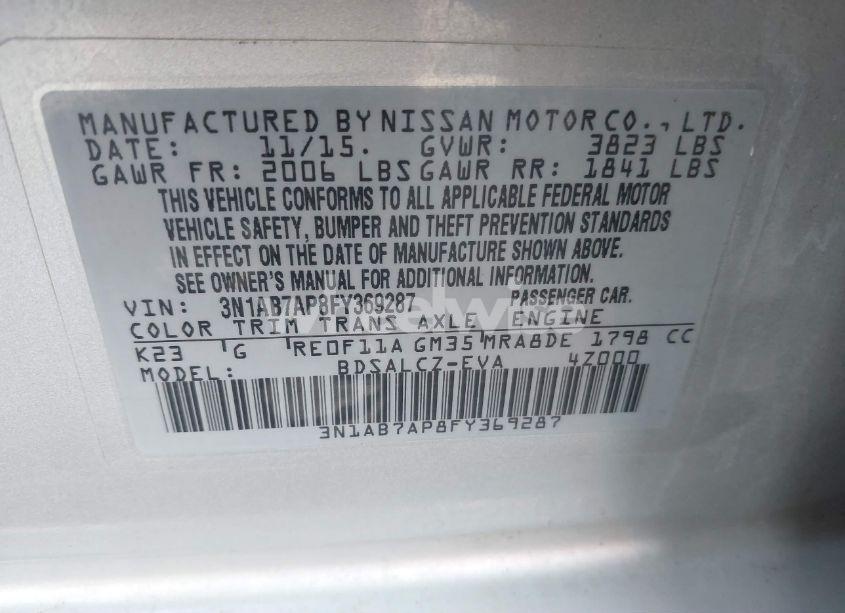Photo 9 of 2015 Nissan Sentra S (VIN 3N1AB7AP8FY369287)