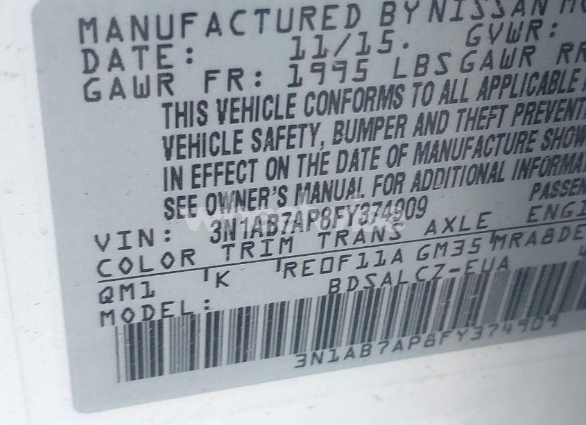 Photo 9 of 2015 Nissan Sentra S (VIN 3N1AB7AP8FY374909)